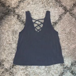 American Eagle Outfitters Tops - AEO Dark Grey Criss Cross Tank American Eagle Outfitters Tops - AEO Dark Grey Criss Cross Tank